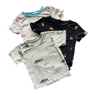 Kyte Baby Set of 3 Bamboo T-Shirts Fish Camping Prints Size 12-18 Months